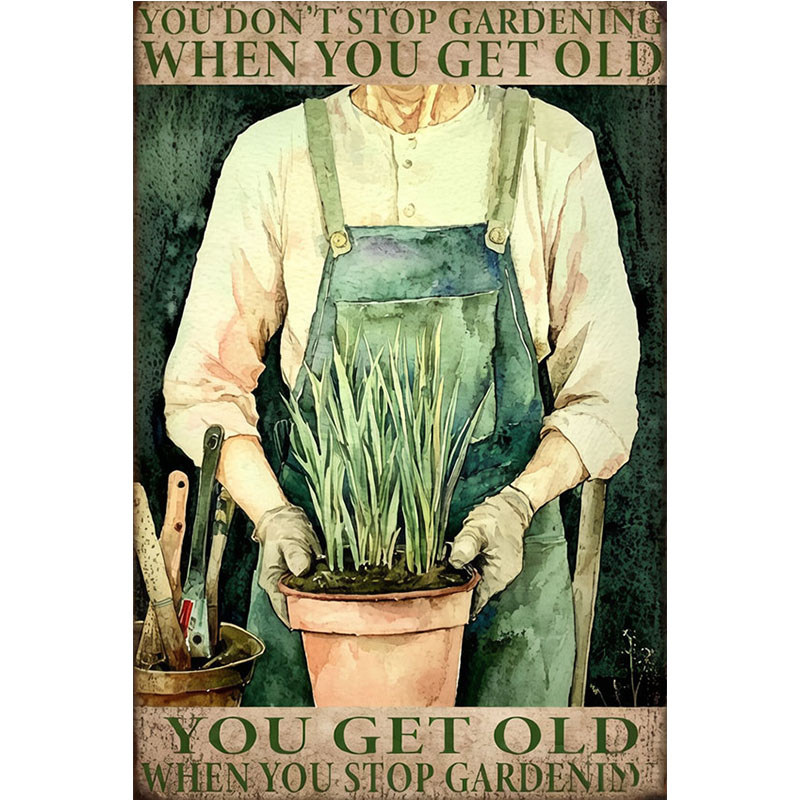 Gardening Tools Women - Retro Kadın Bahçıvan Metal Tabela |
