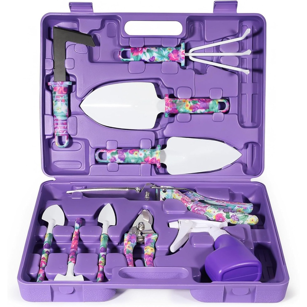 Gardening Tools Women - 10 Parçalı Çiçek Desenli Kılıflı Bahçe