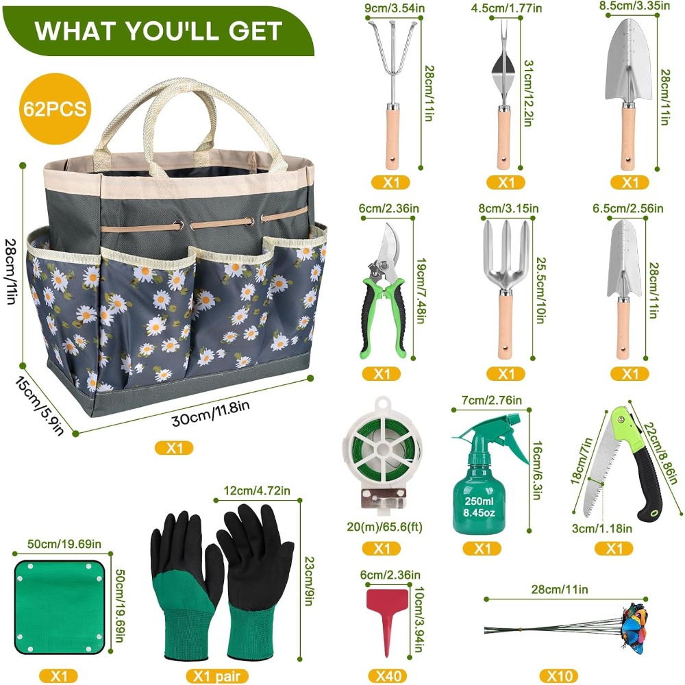 62 Parçalı Bahçe Alet Seti, Pa - Gardening Tools Set Gift incelemesi ve fiyatı