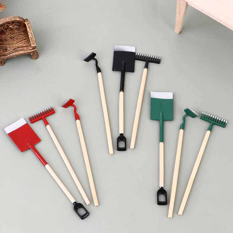 3 adet 1:12 Dollhouse minyatür - Gardening Tools Hoe incelemesi ve fiyatı